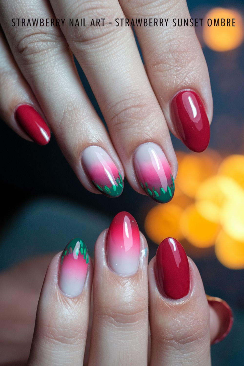 Strawberry Sunset Ombre nail arts