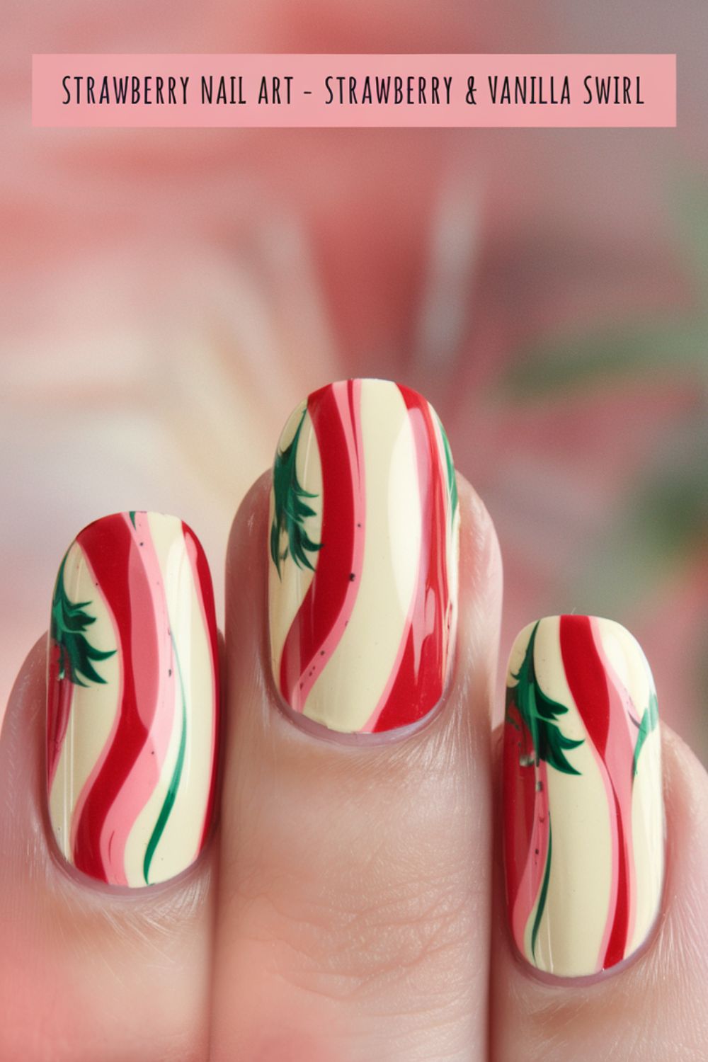 Strawberry & Vanilla Swirl nail art ideas