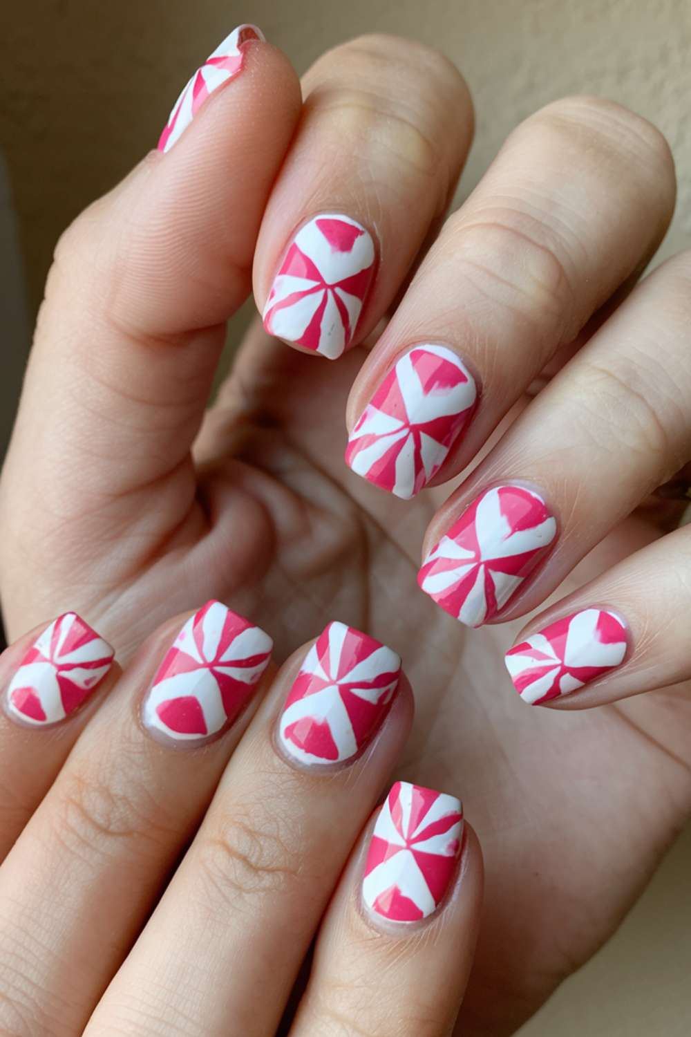 Striking Hot Pink Geometry nail art design ideas