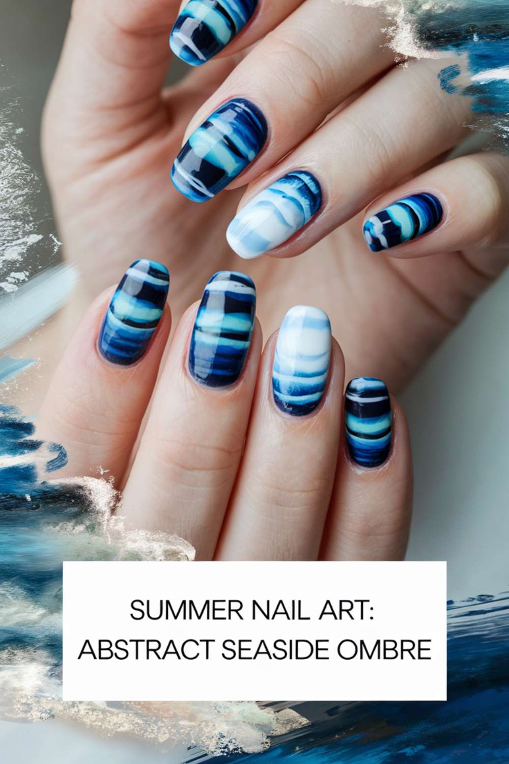Summer - Abstract Seaside Ombre nail art design ideas