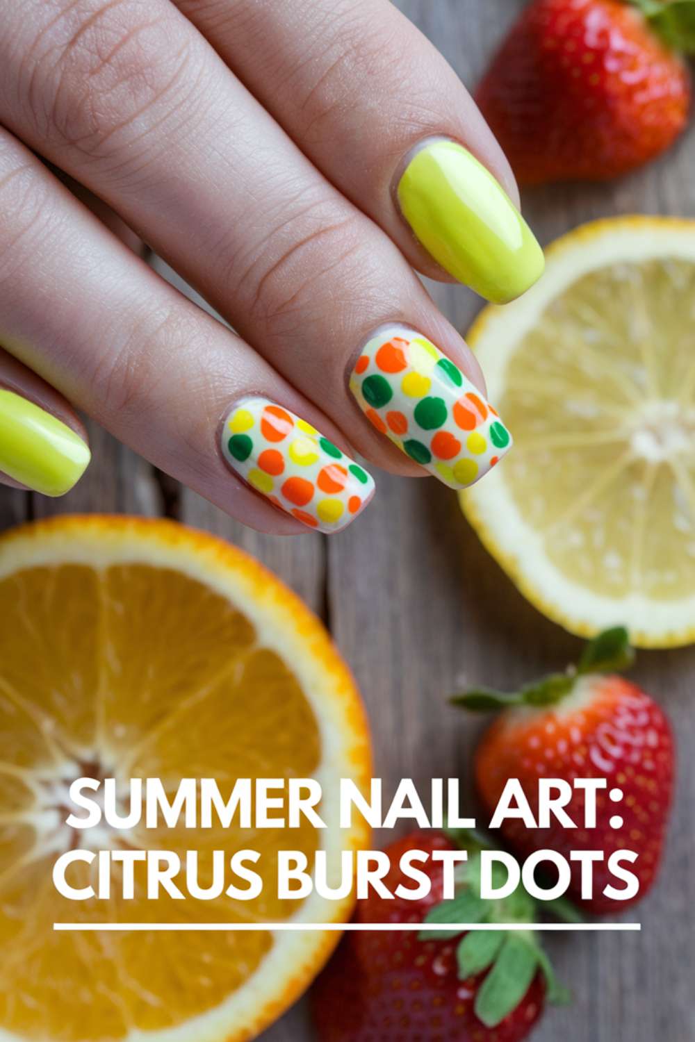 Summer - Citrus Burst Dots nail art design ideas