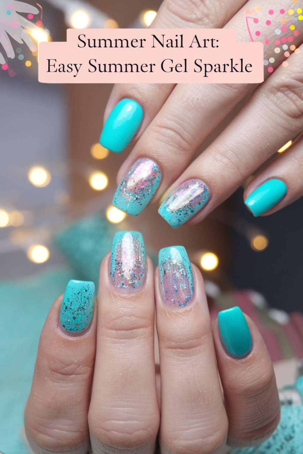 Summer - Easy Summer Gel Sparkle nail art