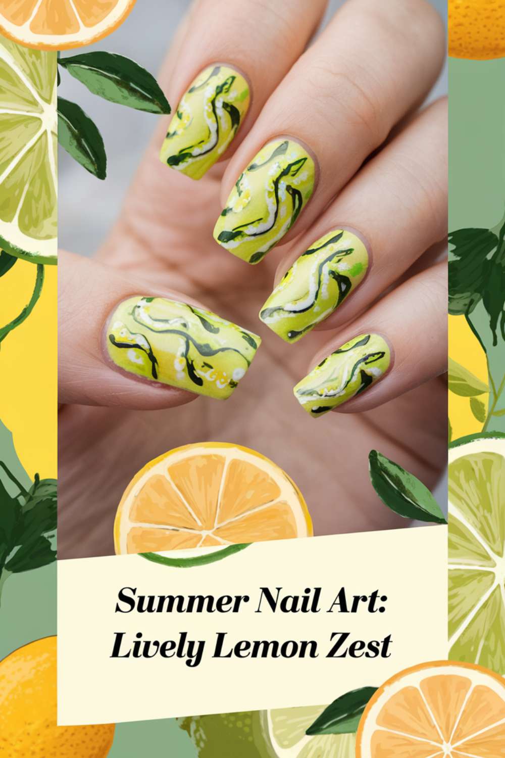 Summer - Lively Lemon Zest nail art designs ideas