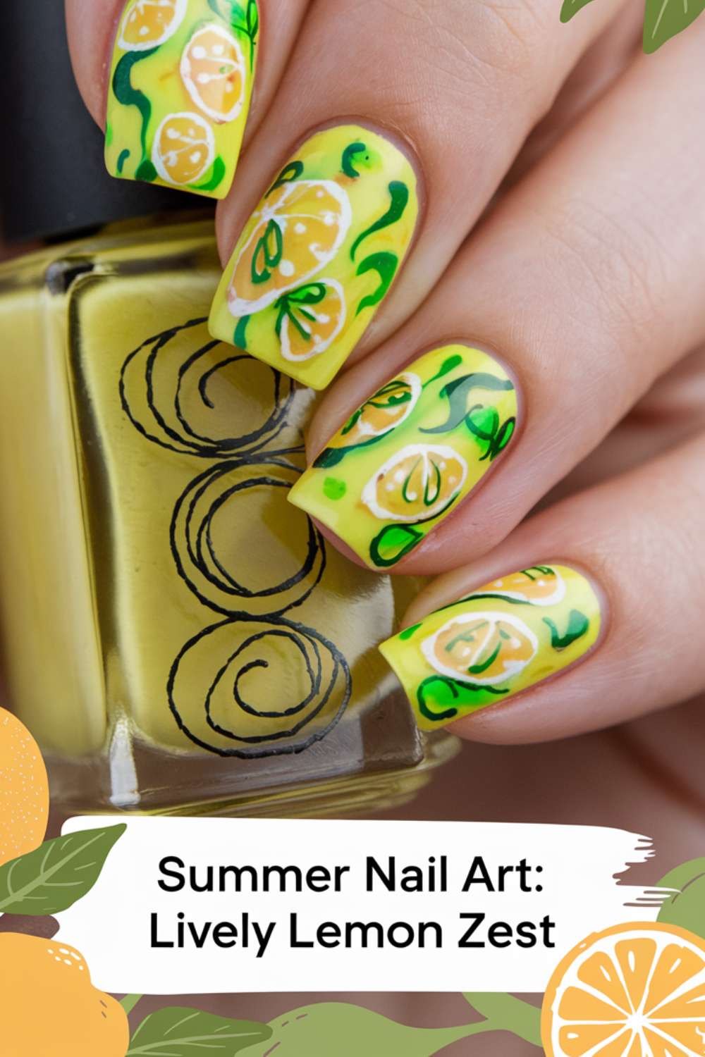 Summer - Lively Lemon Zest nail art designs