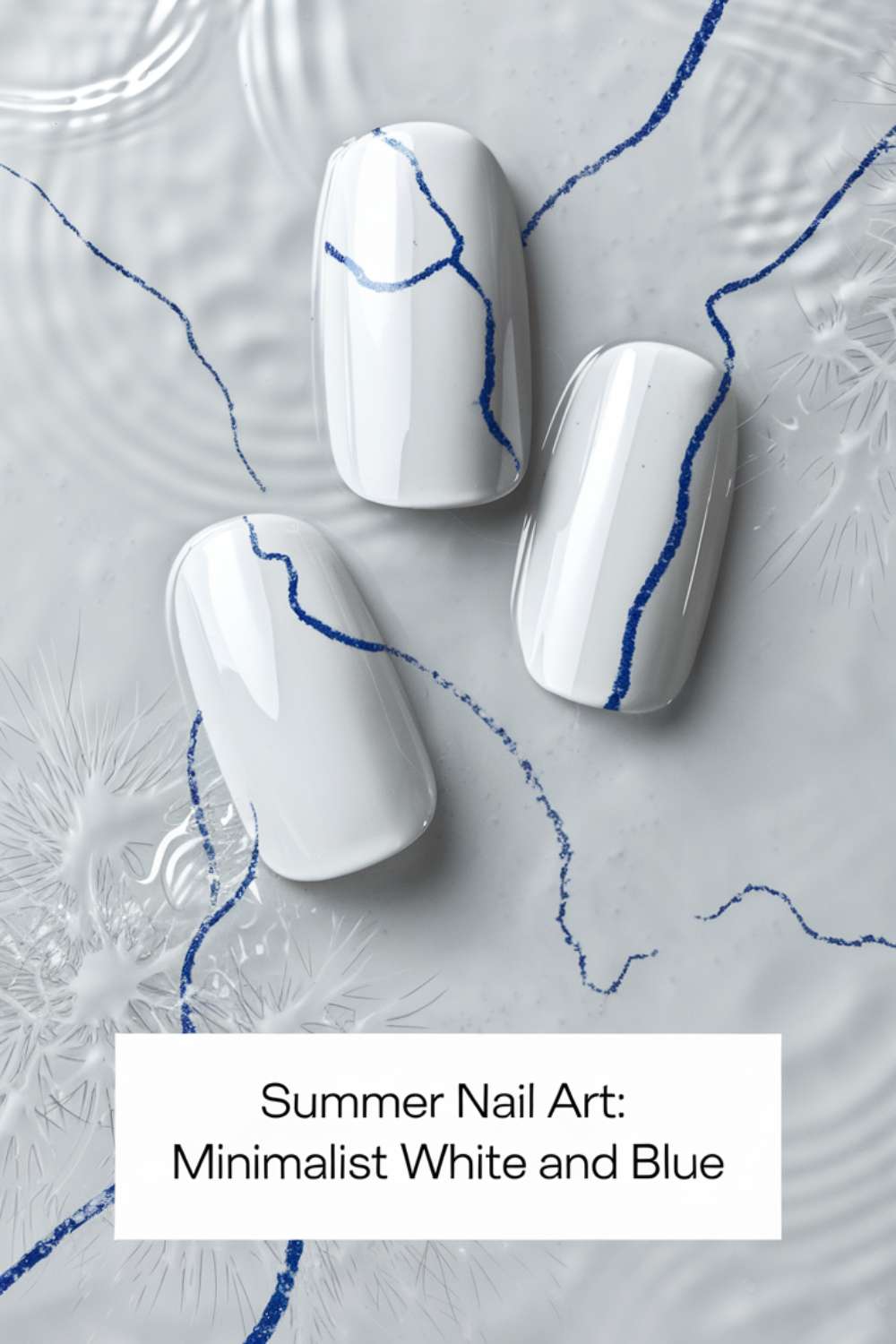 Summer - Minimalist White and Blue nail art design ideas