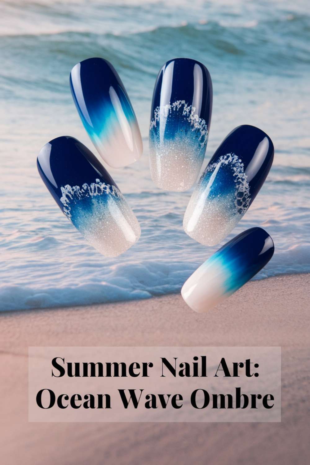 Summer - Ocean Wave Ombre nail art design ideas