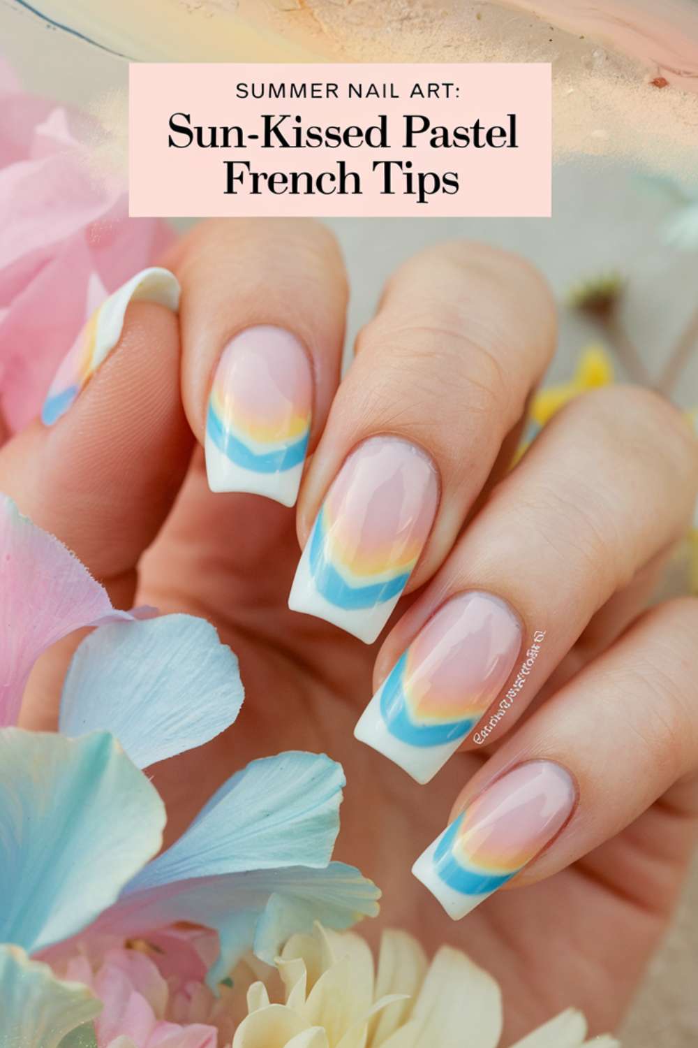 Summer - Sun-Kissed Pastel French Tips nail ideas