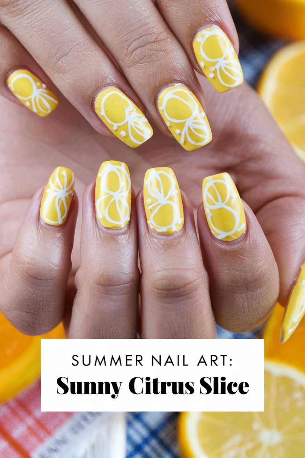 Summer - Sunny Citrus Slice nail art design ideas