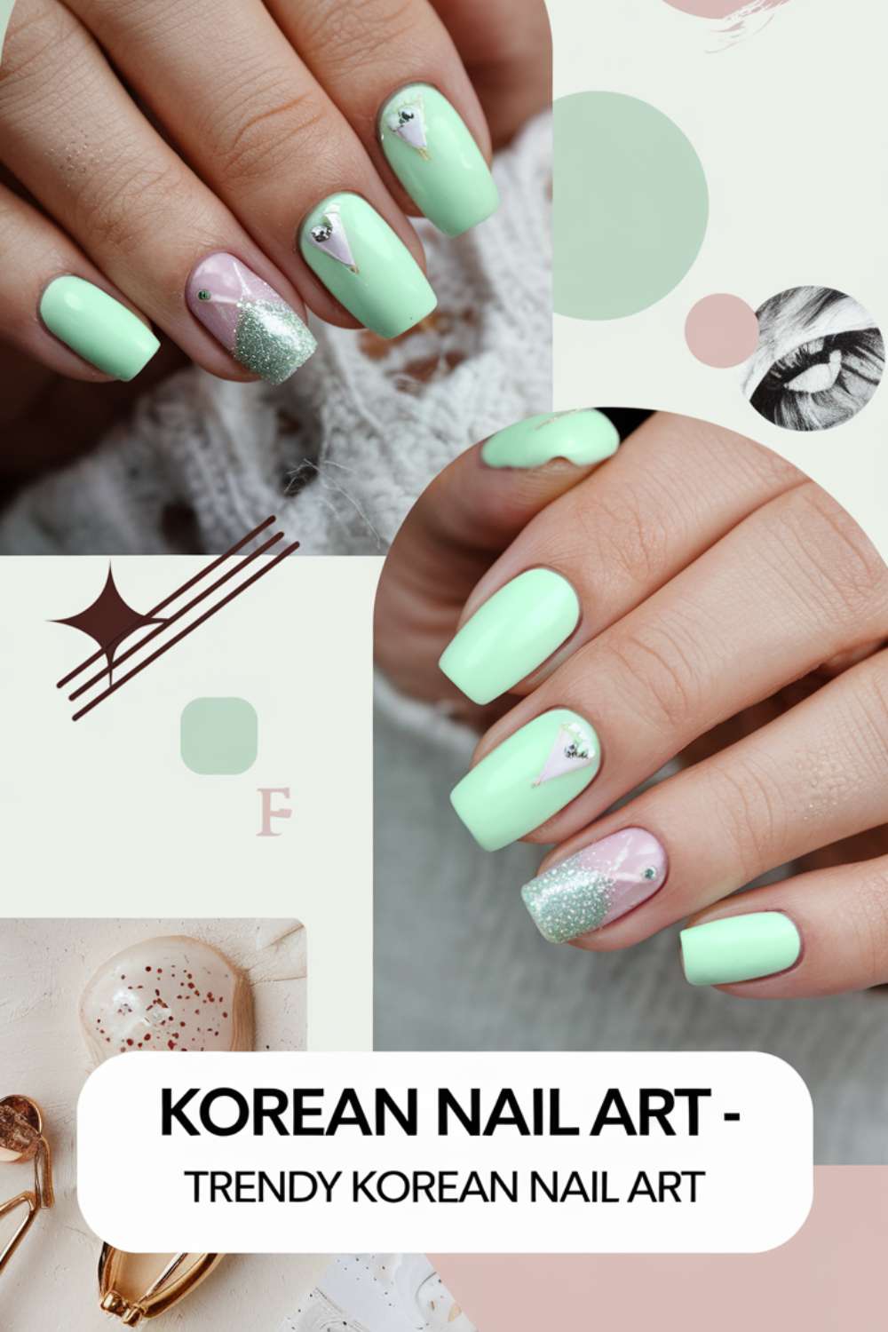 Trendy Korean Nail Art design