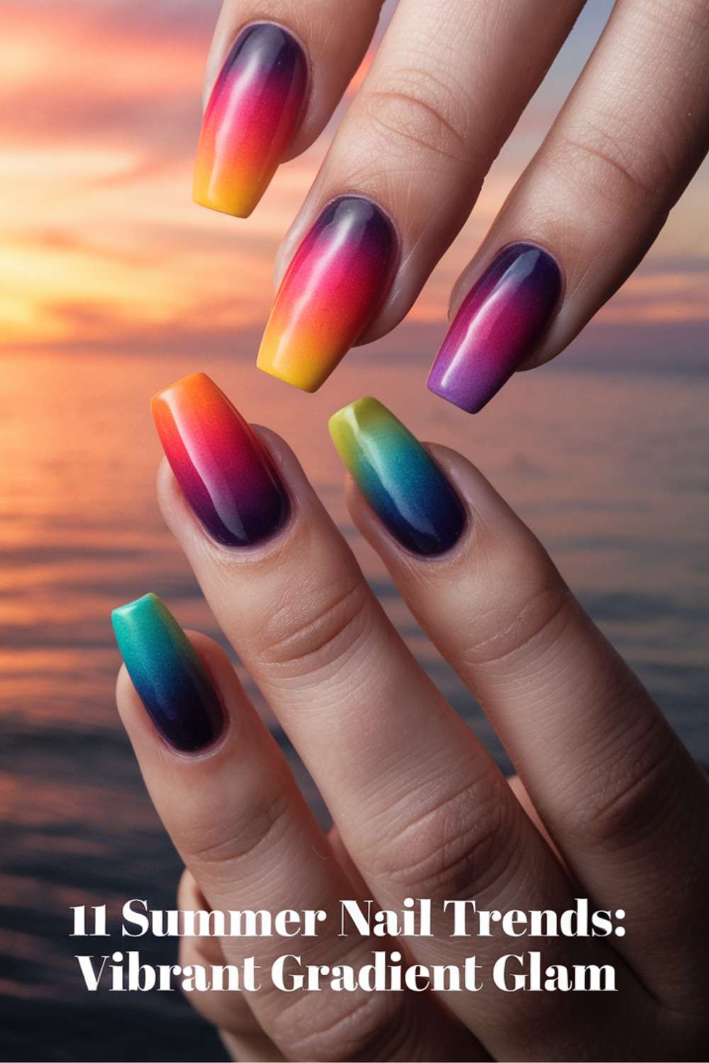 Vibrant Gradient Glam nail arts