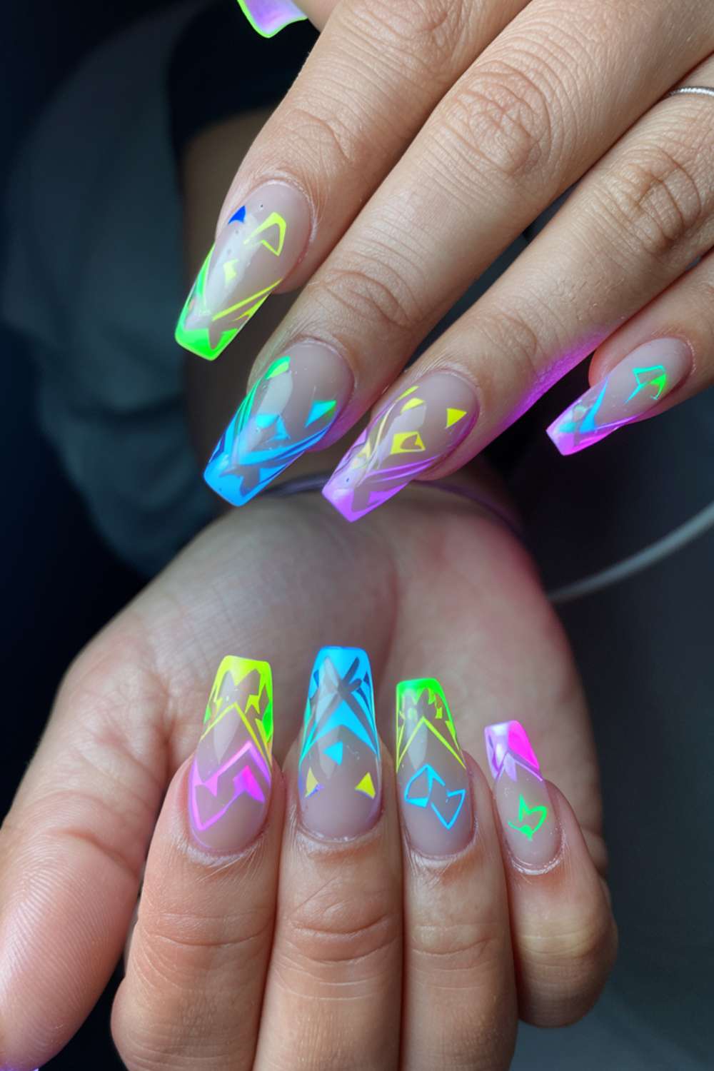 Vivid Neon Dreams nail art design ideas