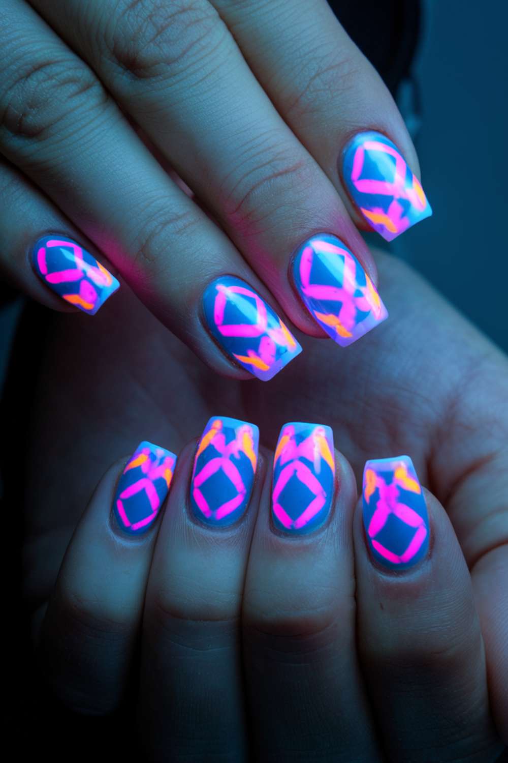 Vivid Neon Dreams nail art design