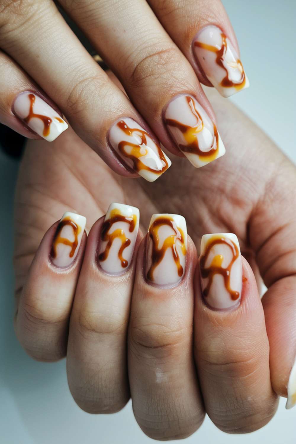 Warm Caramel Drizzle nail art