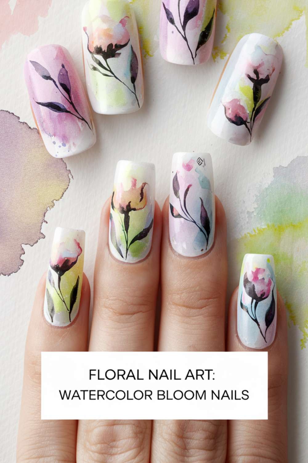Watercolor Bloom Nails ideas