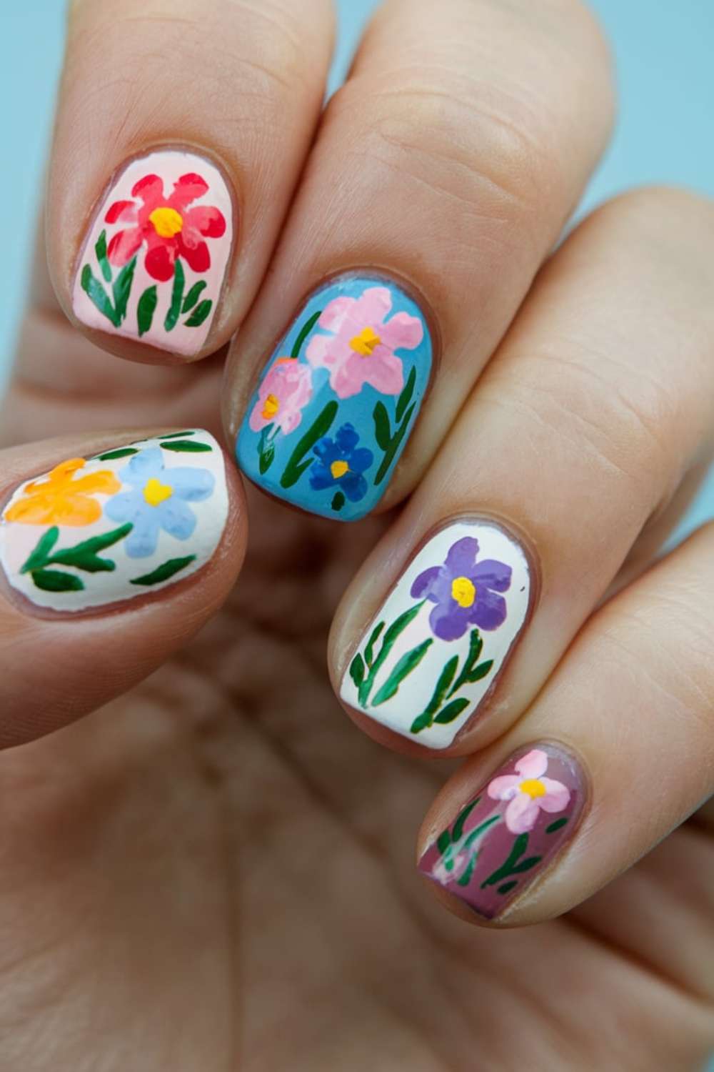 Whimsical Wildflower Nails design