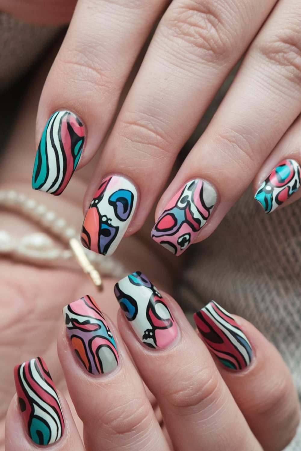 Abstract Boho Art Nail Art