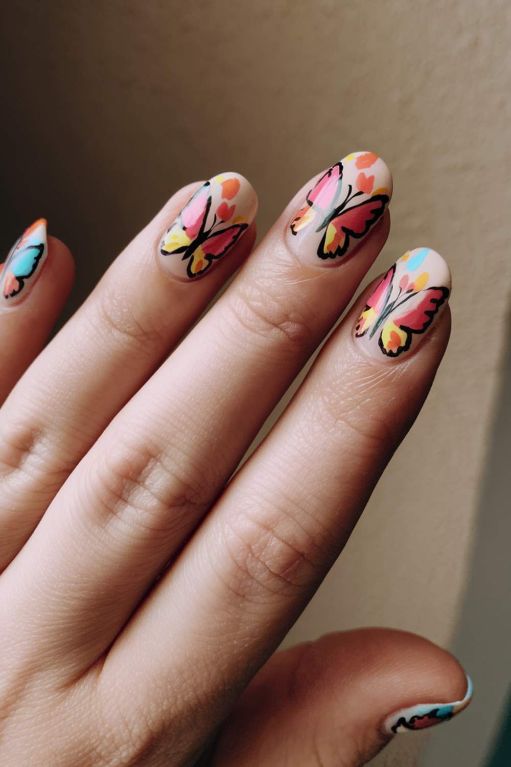 Artistic Freeform Butterfly nail art
