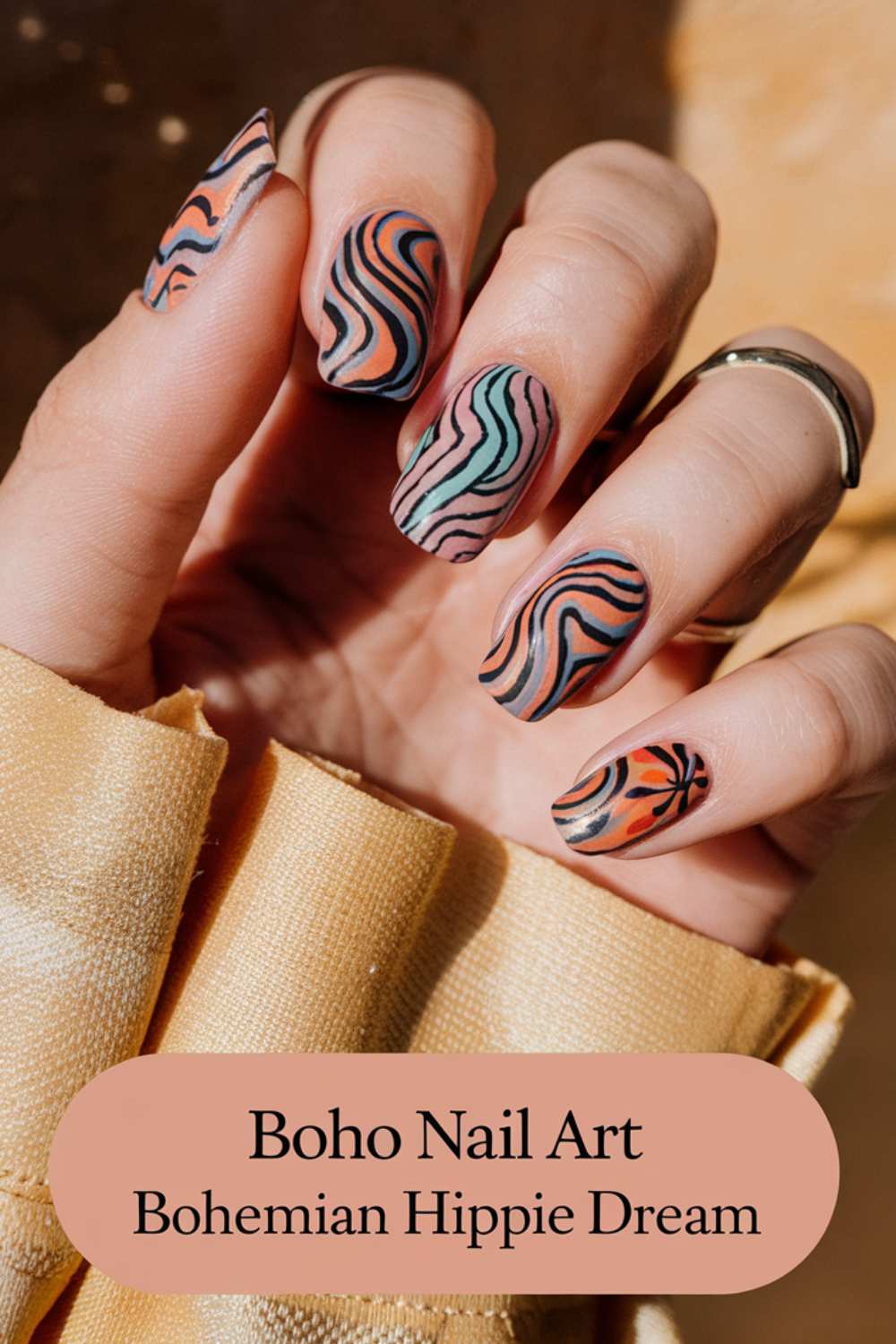 Bohemian Hippie Dream Nail Art design ideas