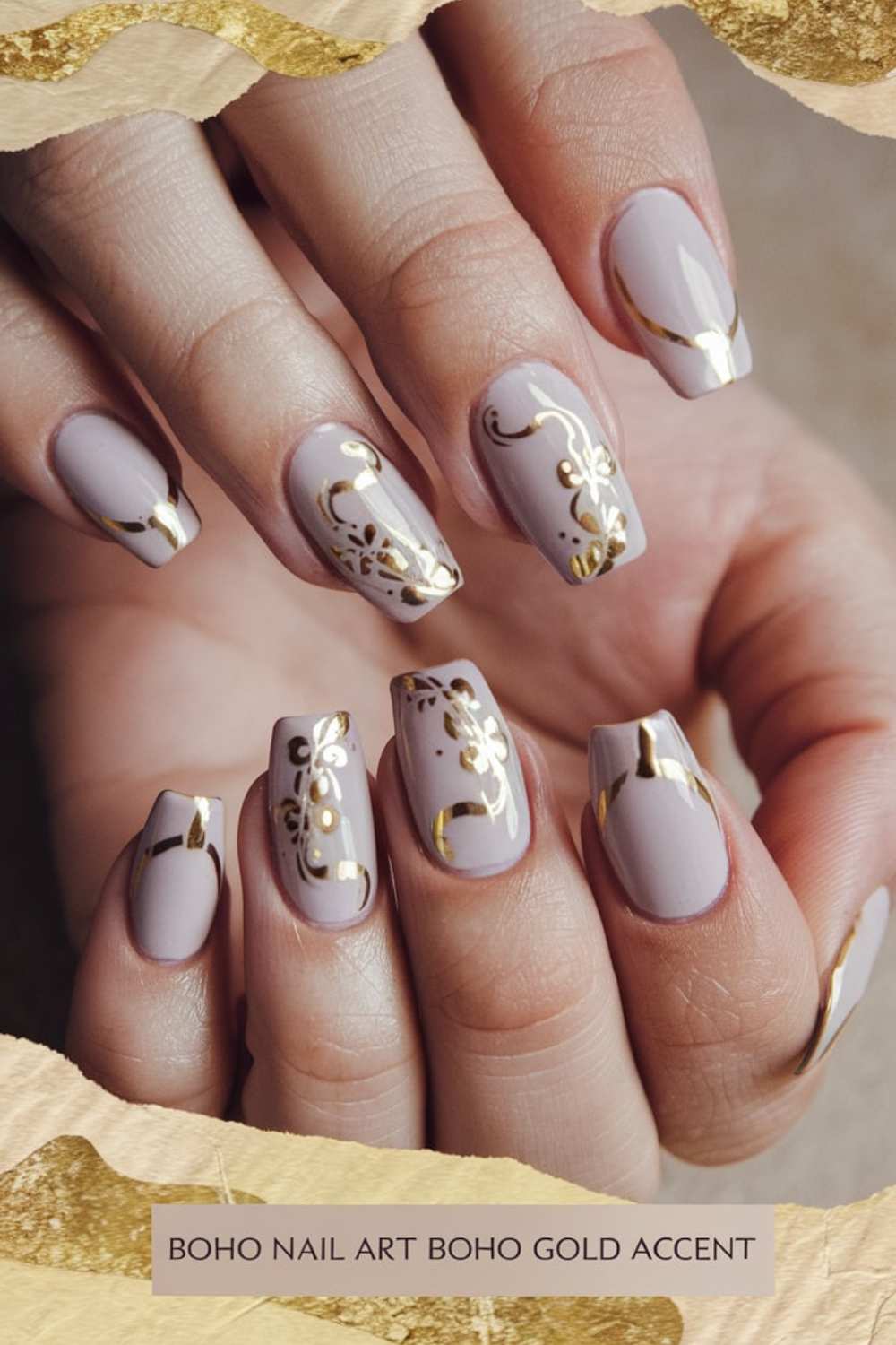 Boho Gold Accent Nail Art
