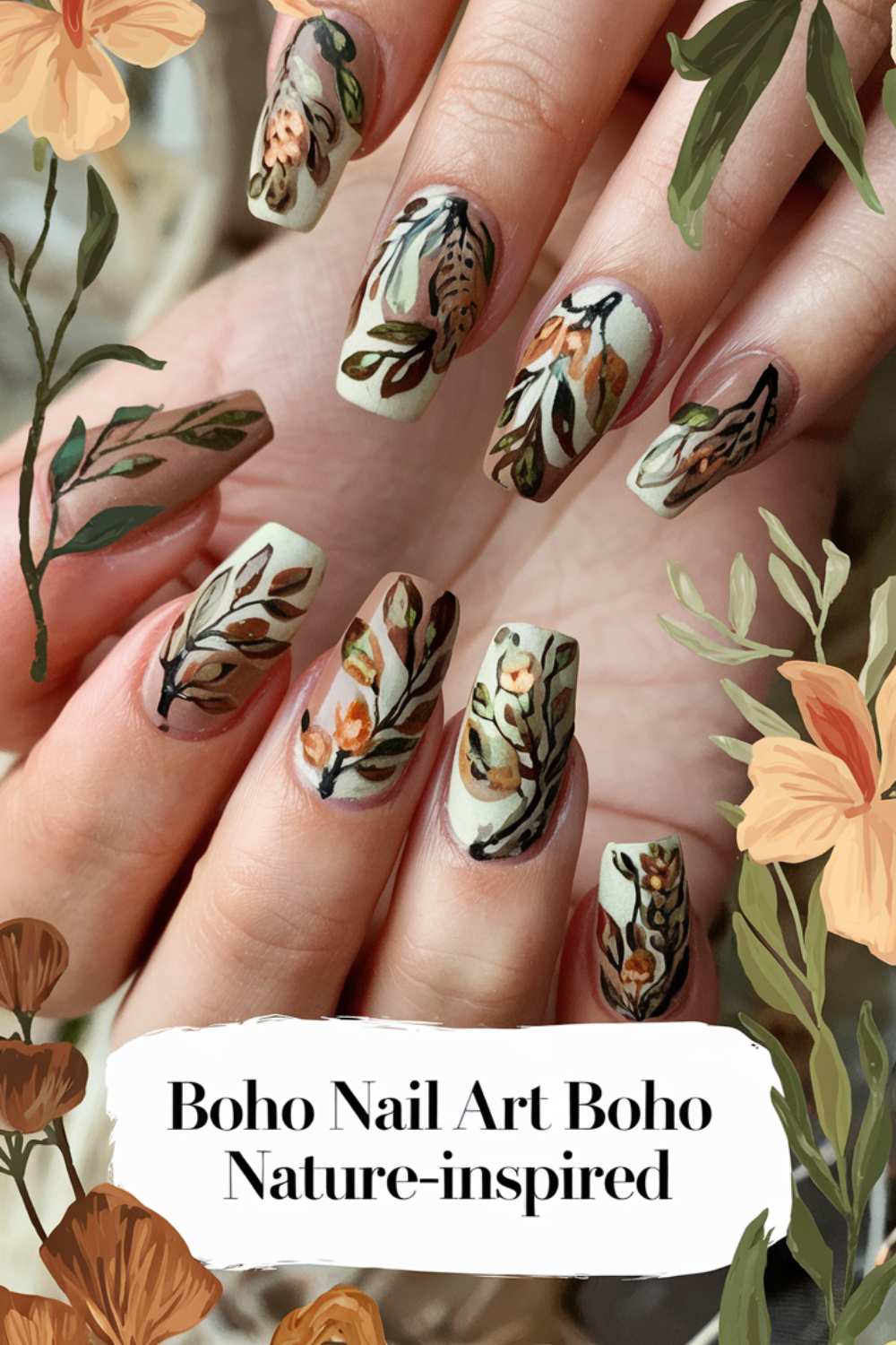 Boho Nature-Inspired Nail Art ideas