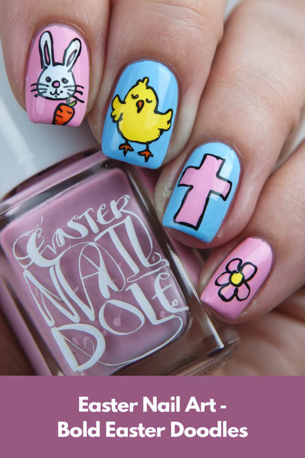 Bold Easter Doodles nail