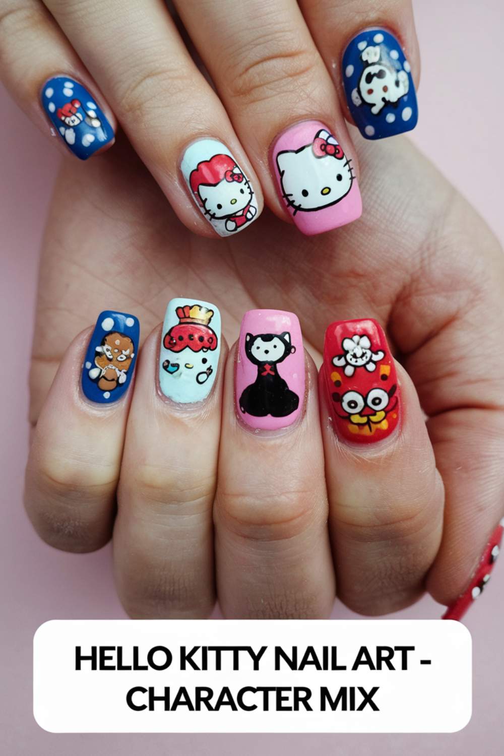 Character Nail Art_ Hello Kitty Mix