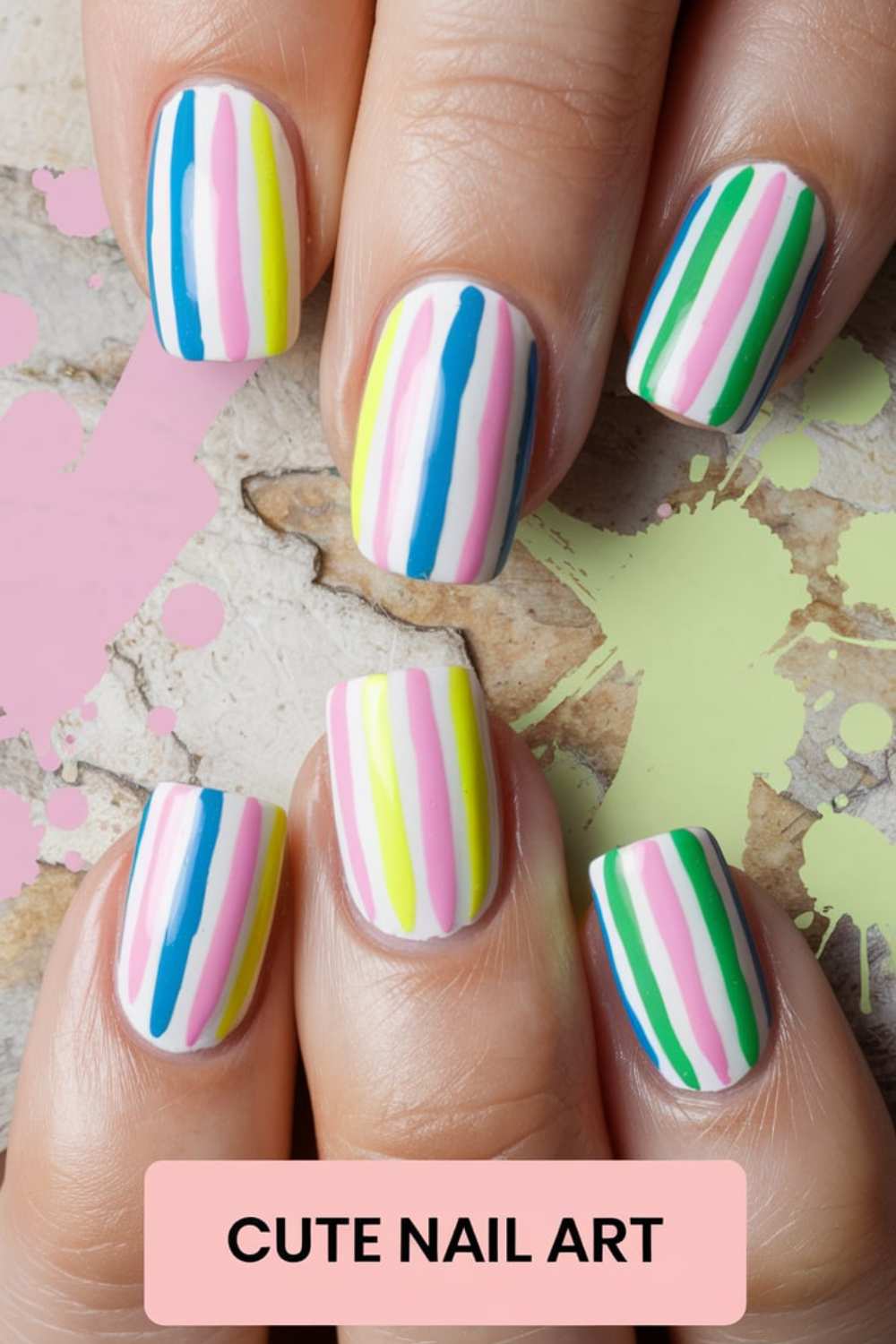 Cute Striped Nail Art design