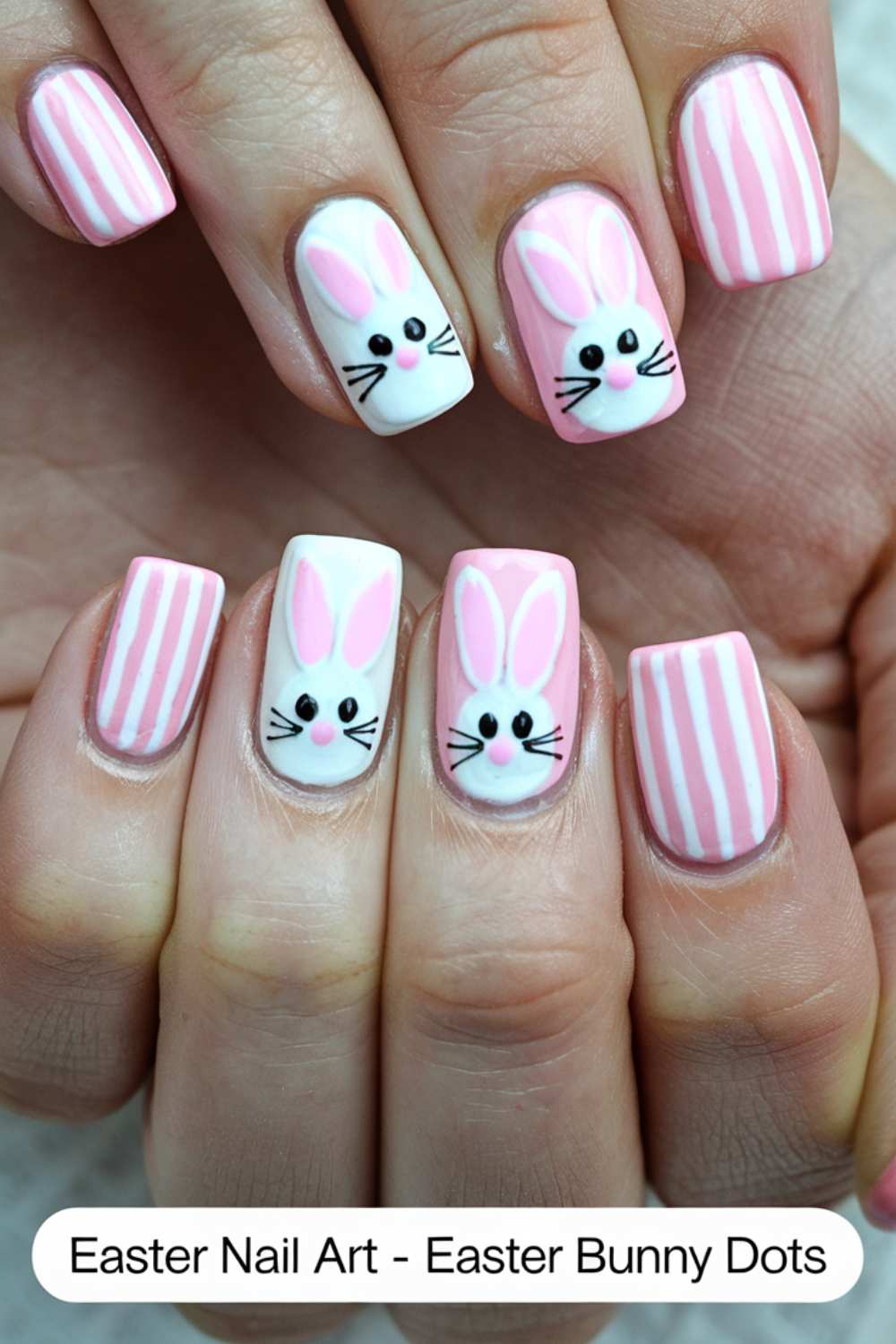 Easter Bunny Dots Nail Art ideas