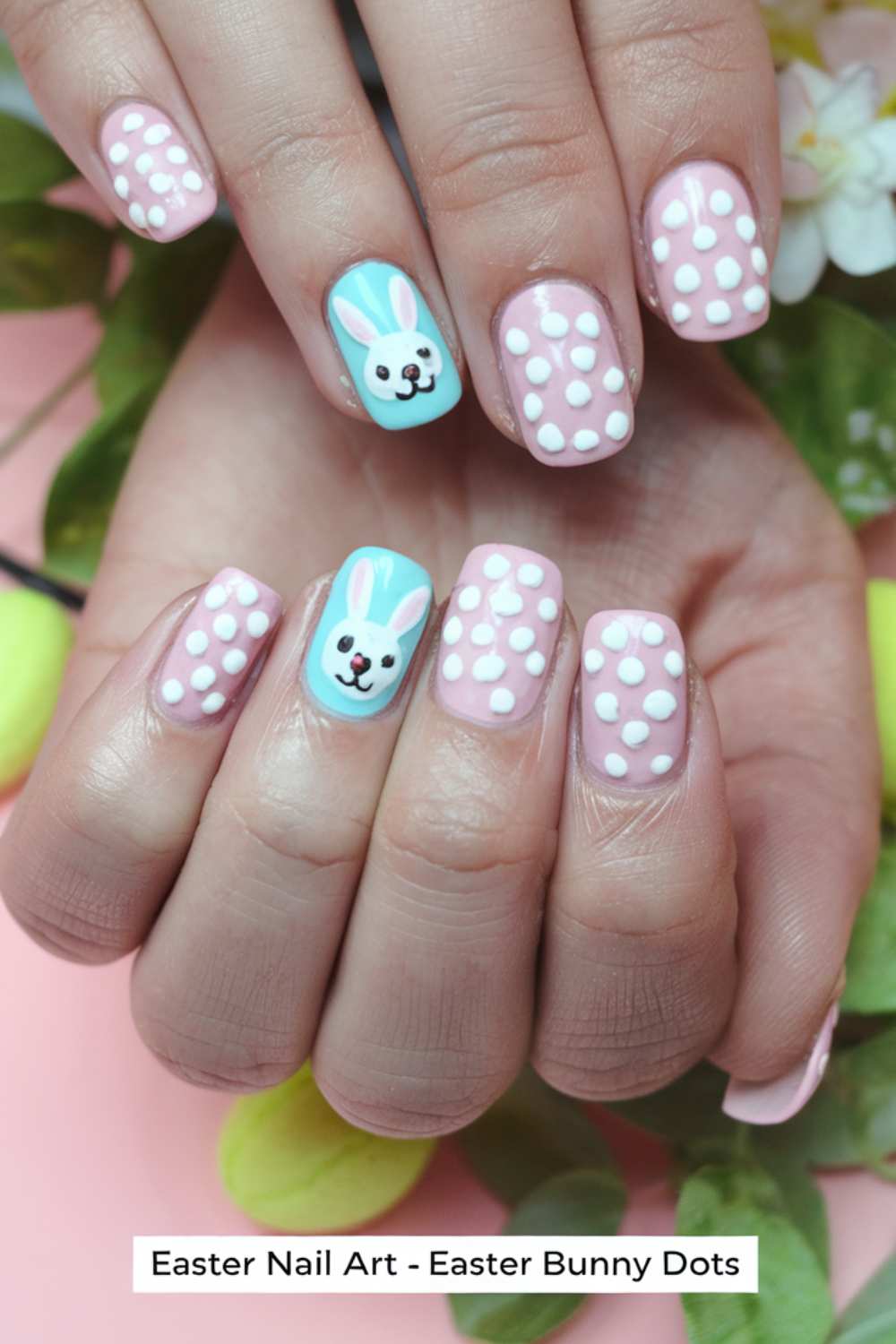 Easter Bunny Dots Nail Art