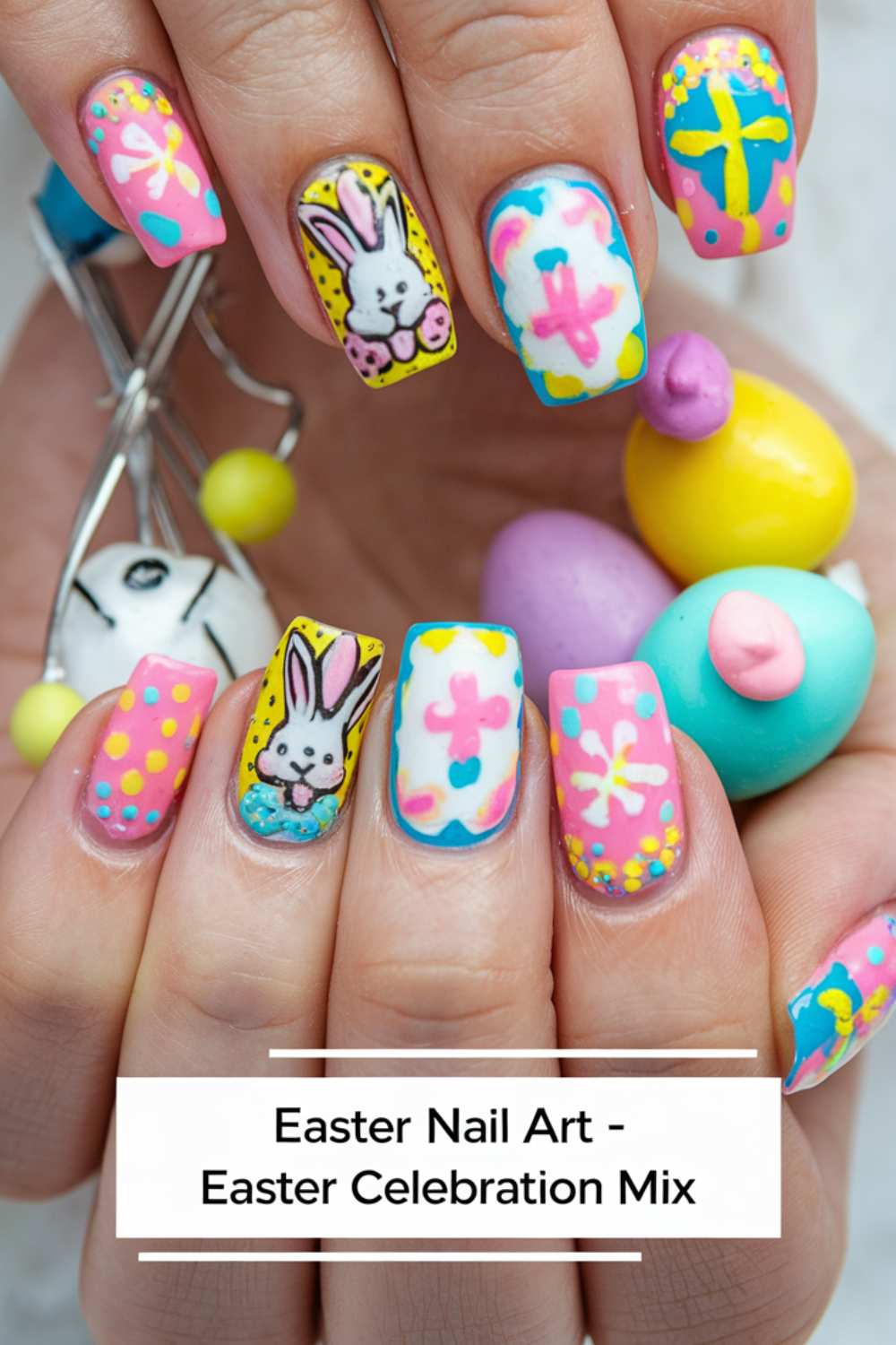 Easter Celebration Mix Nail Art design ideas