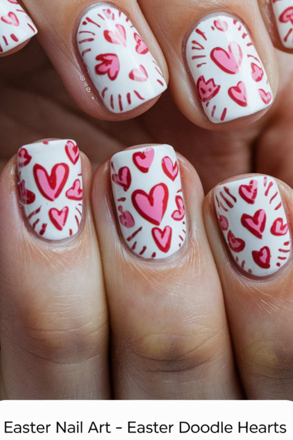 Easter Doodle Hearts nail art
