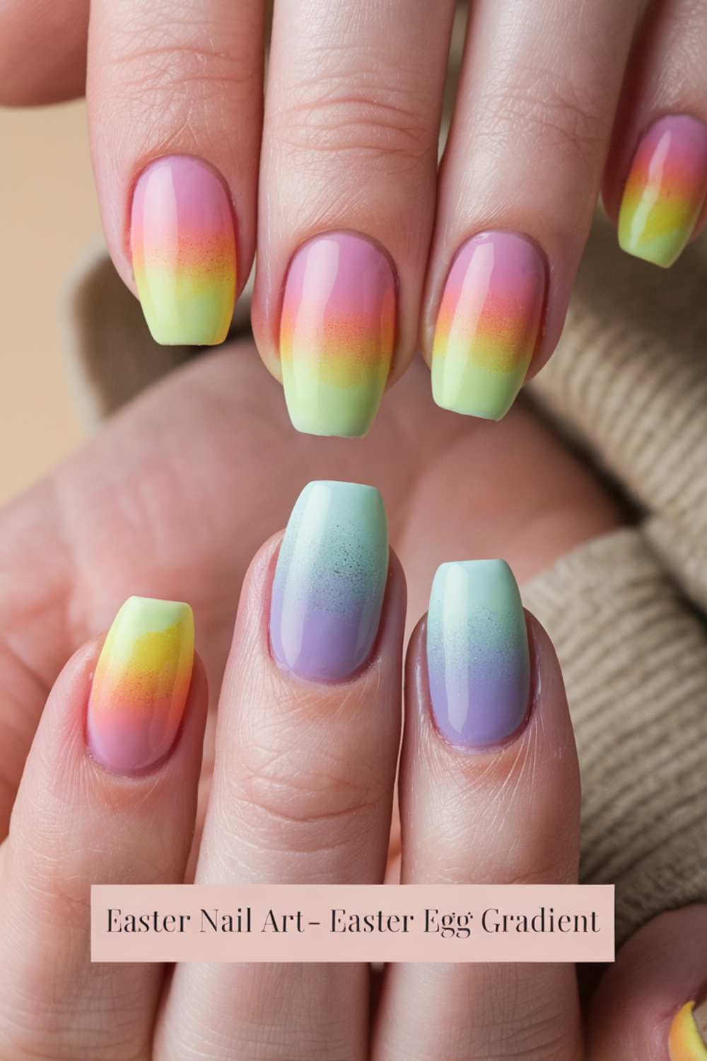 Easter Egg Gradient Nail Art