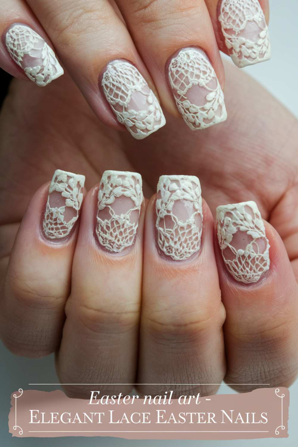 Elegant Lace Easter Nails