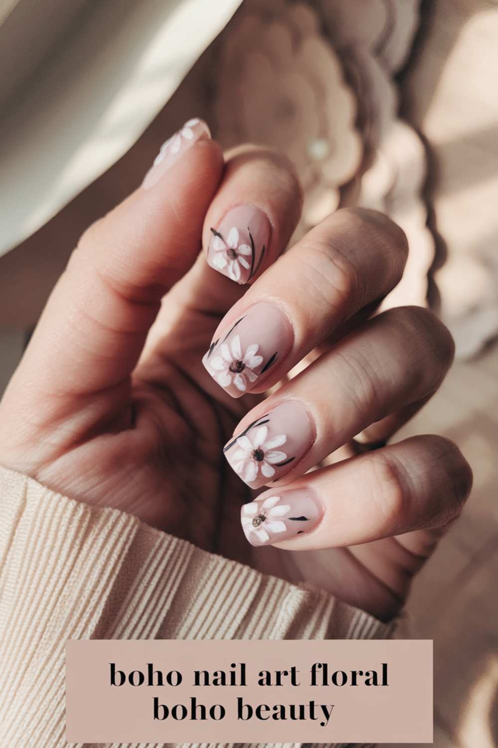 Floral Boho Beauty Nail Art design