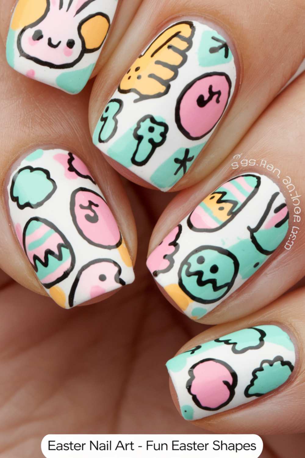 Fun Easter Shapes Nail Art