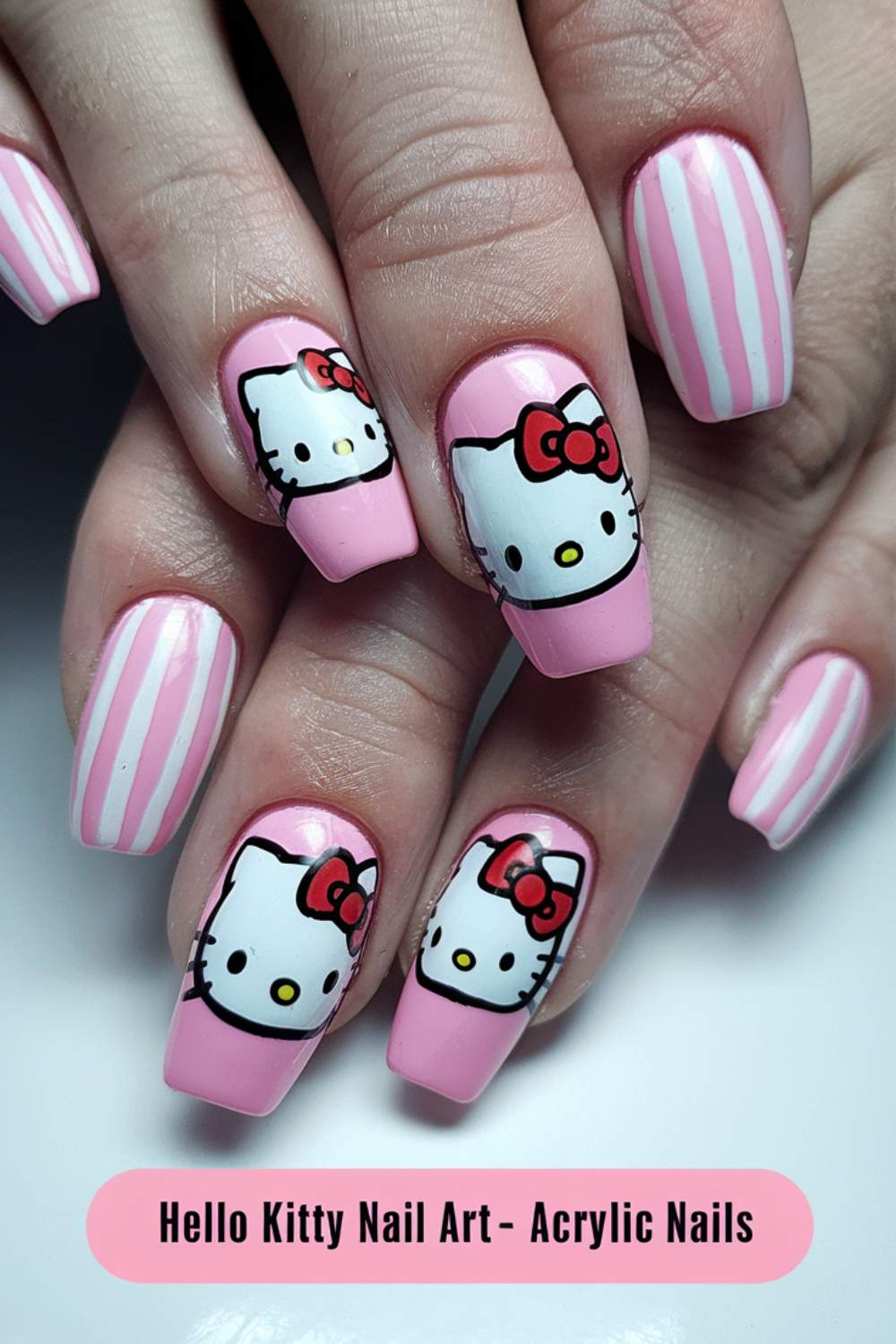 Hello Kitty Acrylic Nails