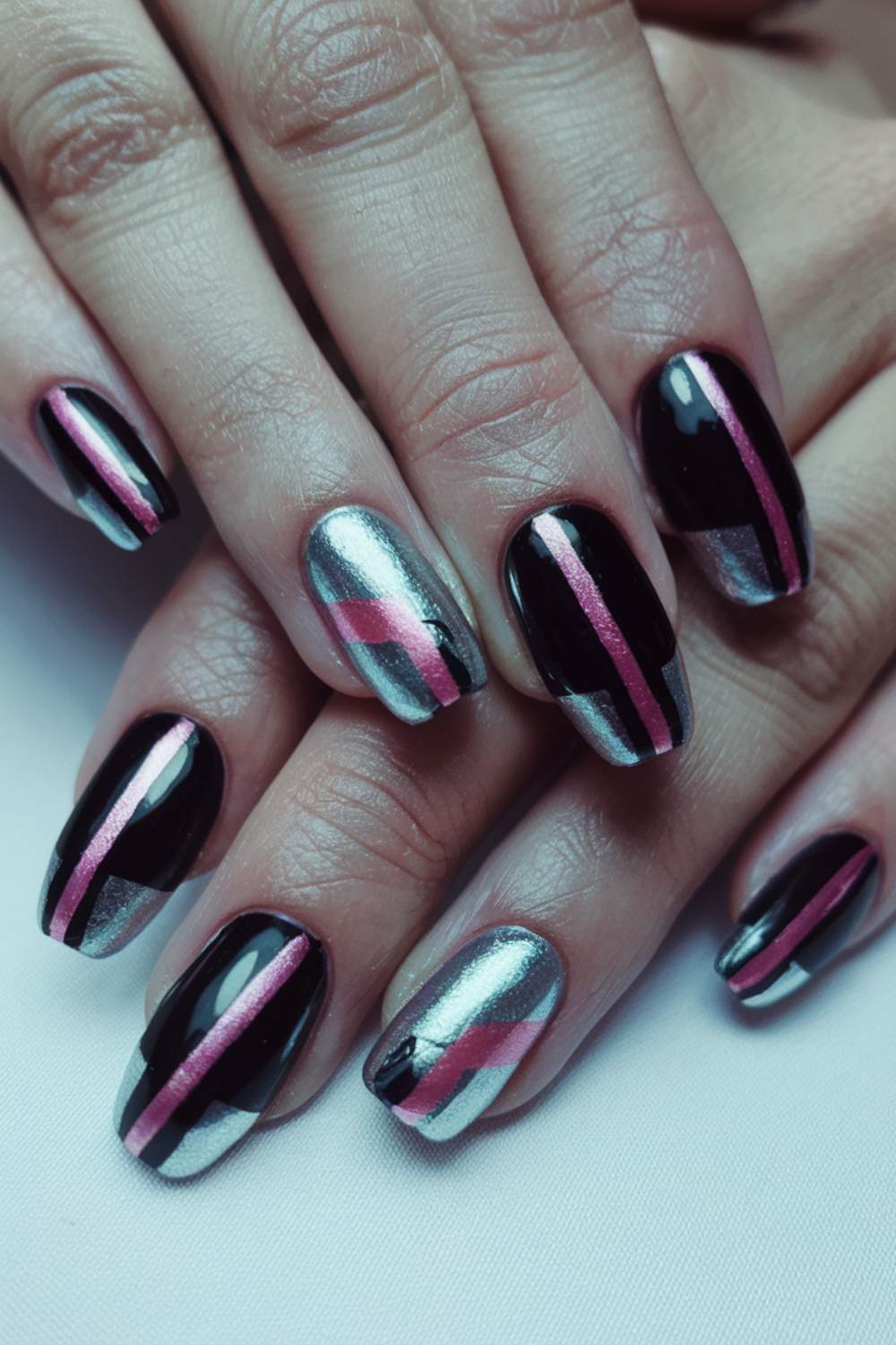 Metallic Butterfly Accents Nail Art