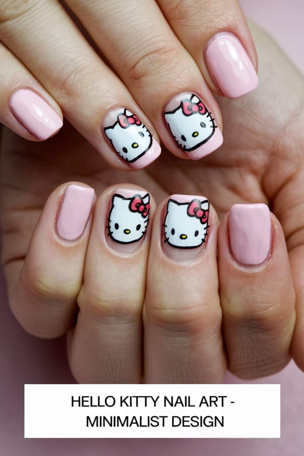 Minimalist Hello Kitty Nail Design