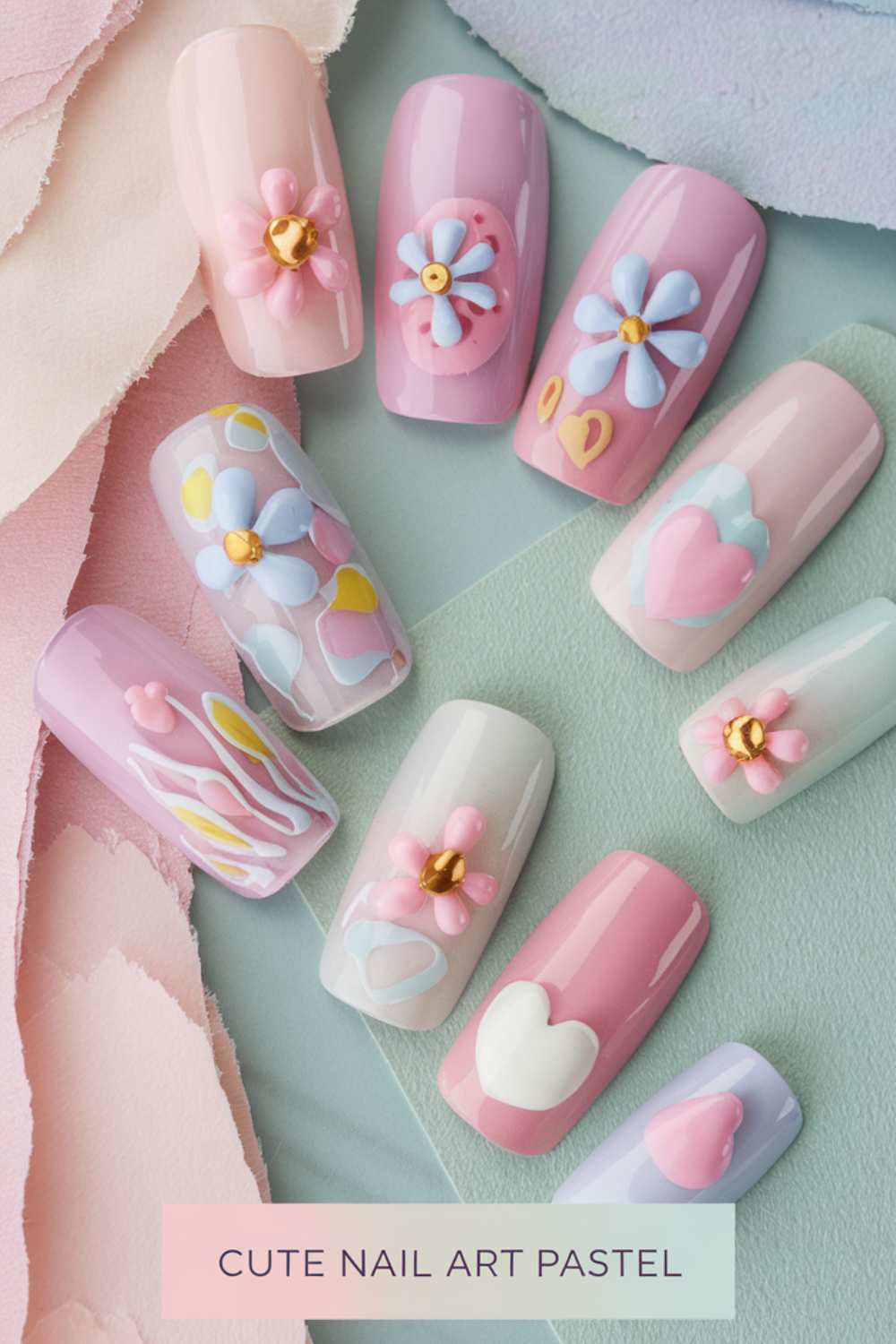 Pastel Cute Nail Art design