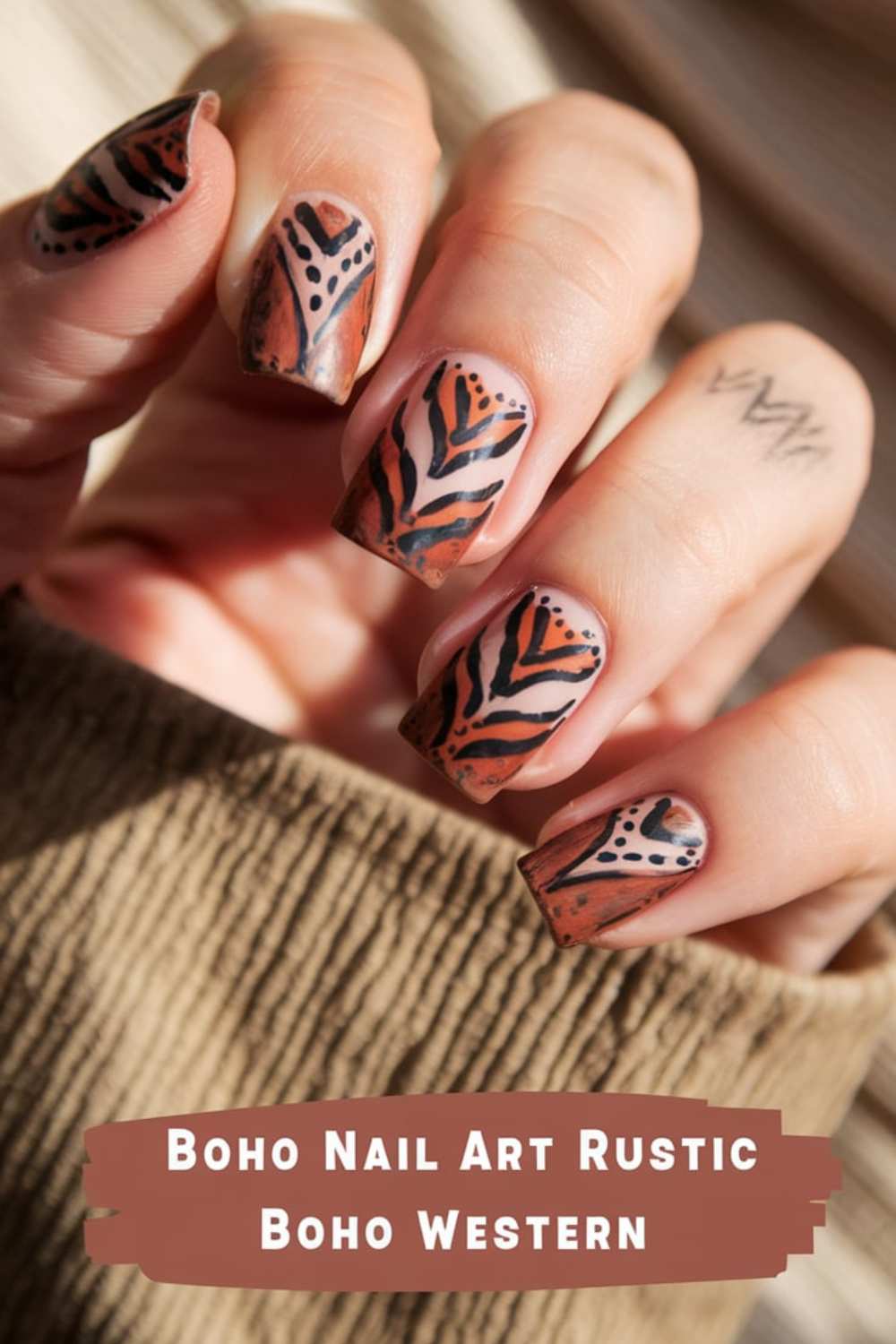 Rustic Boho Western Nail Art