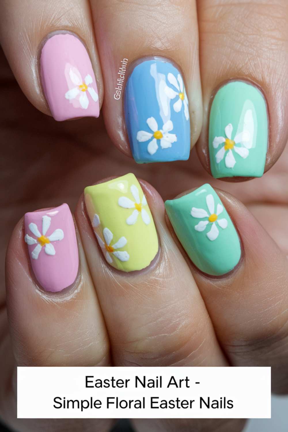 Simple Floral Easter Nails art design ideas