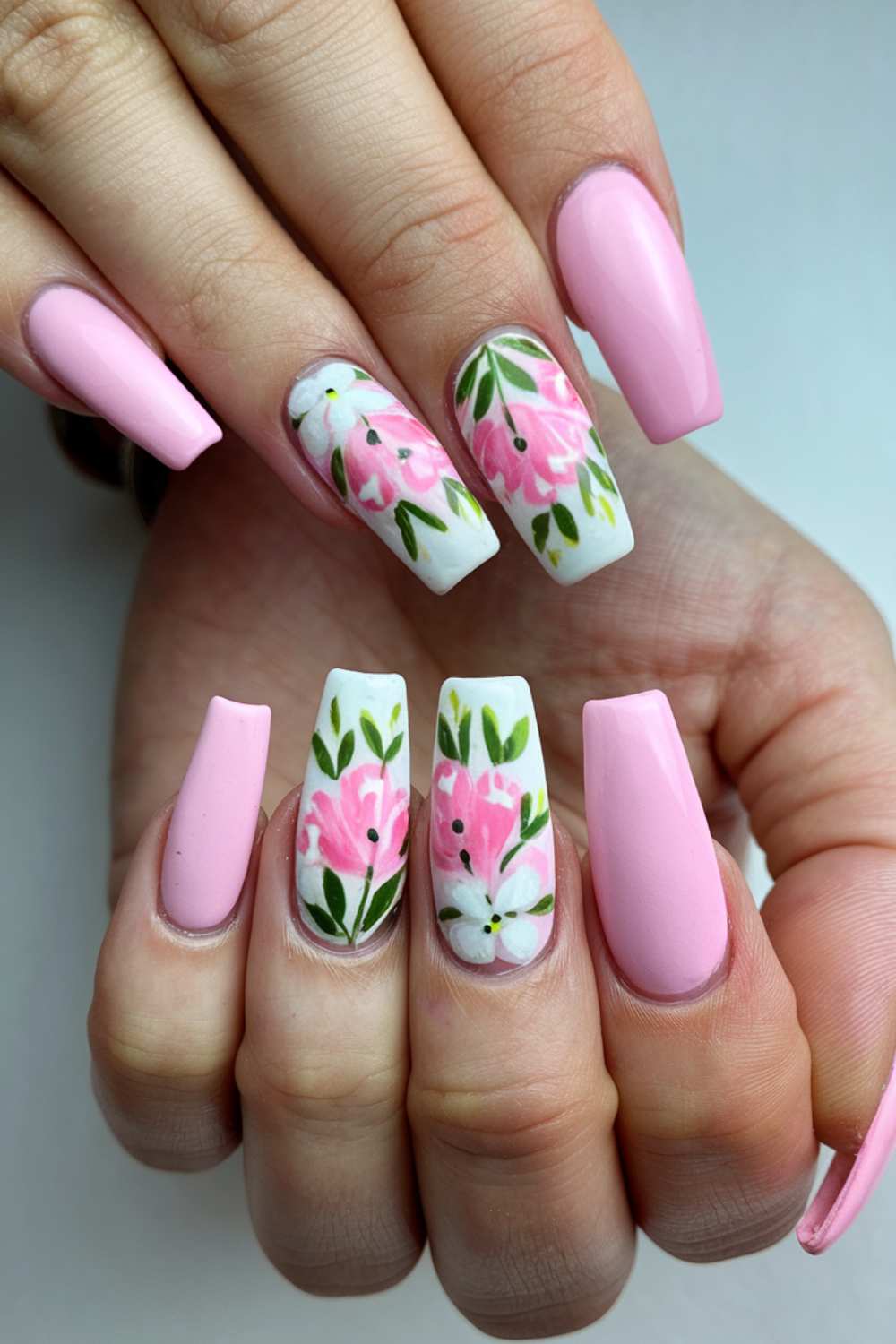 Simple Floral Easter Nails art design