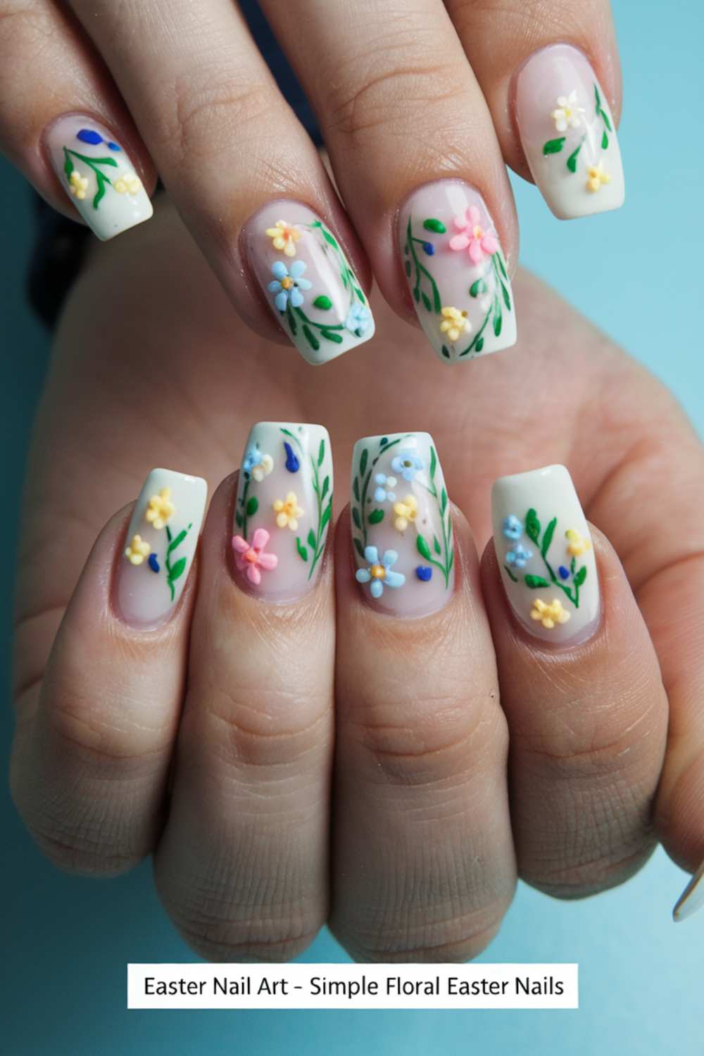 Simple Floral Easter Nails