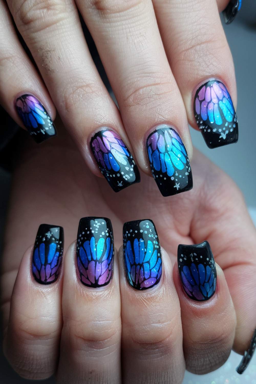 Sparkly Butterfly Wings Nail Art