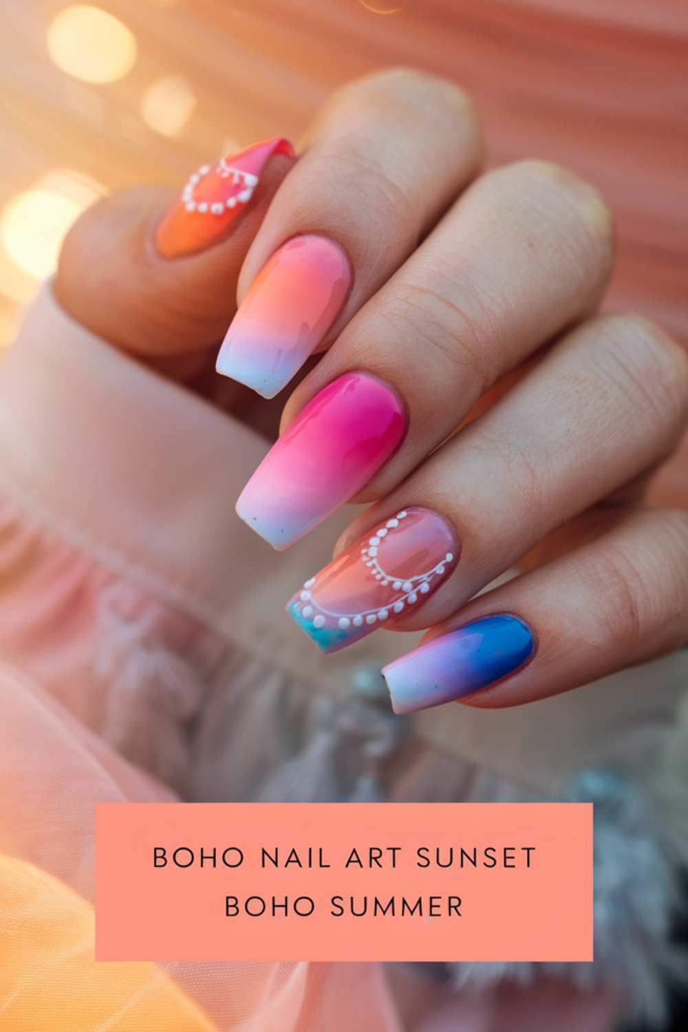 Sunset Boho Summer Nail Art