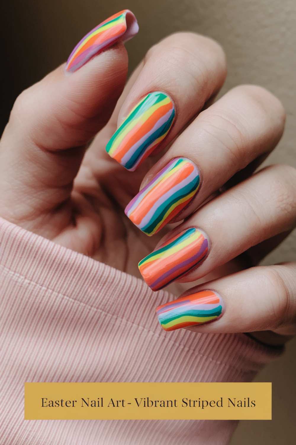 Vibrant Striped Nails art