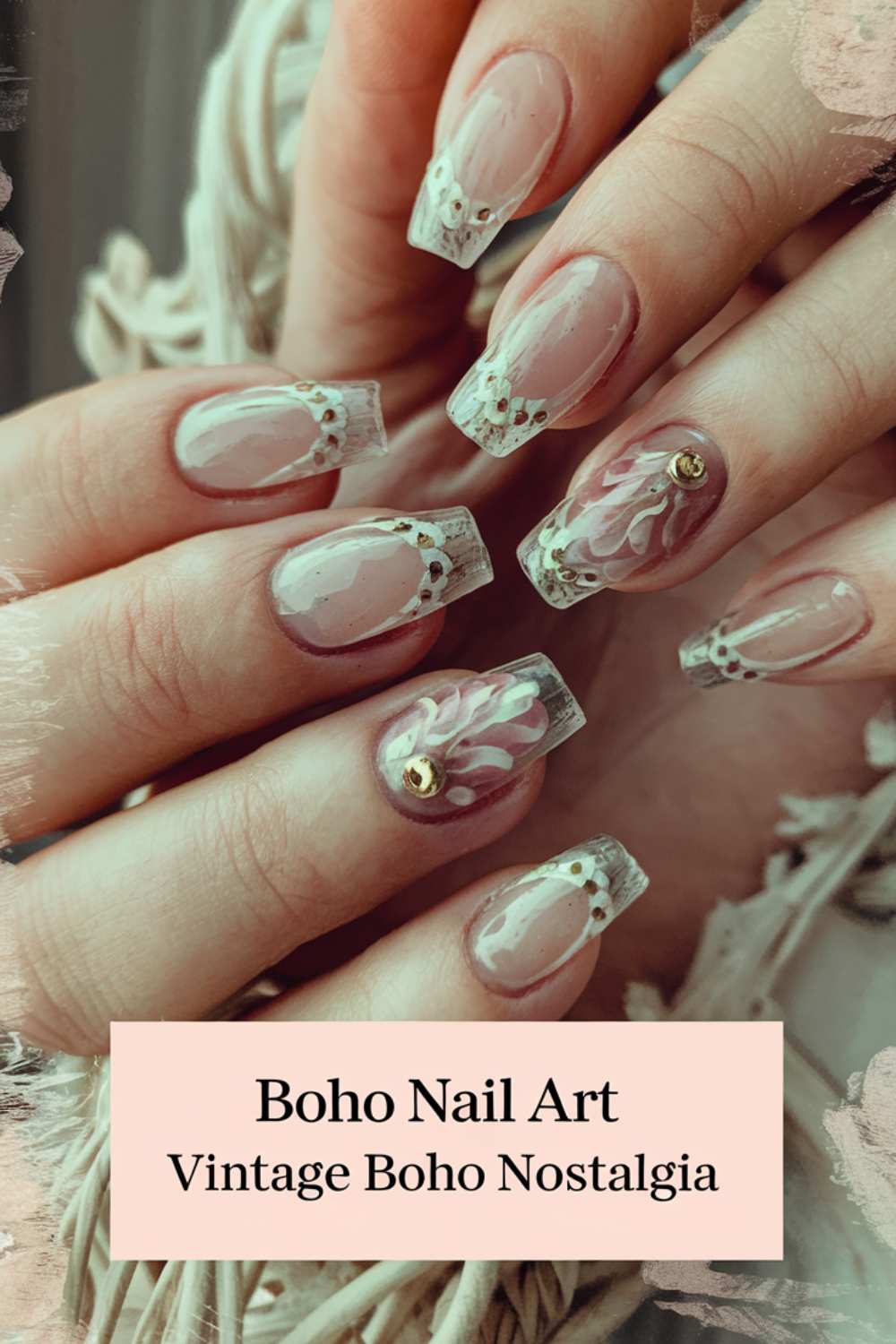 Vintage Boho Nostalgia Nail Art design ideas