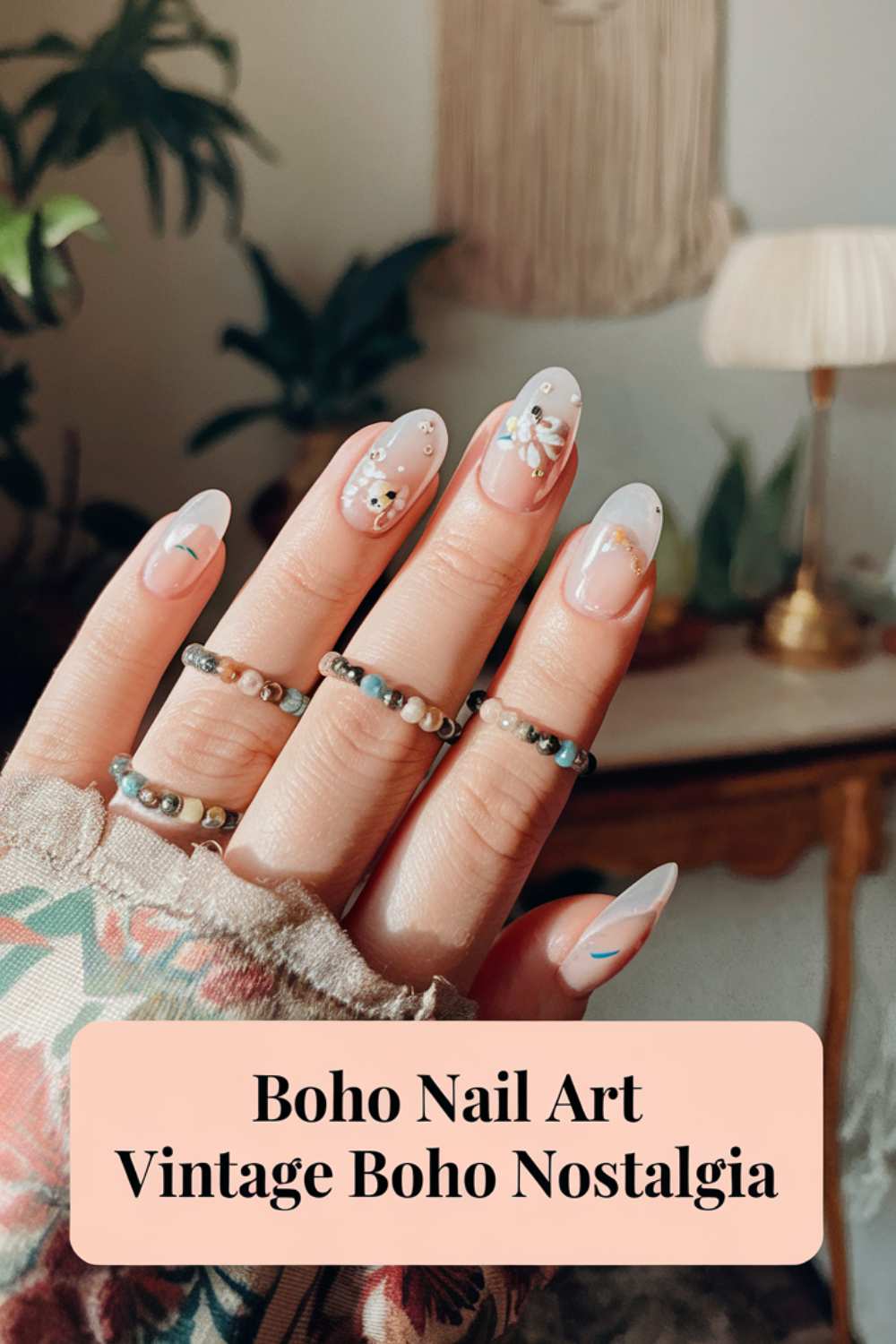 Vintage Boho Nostalgia Nail Art design
