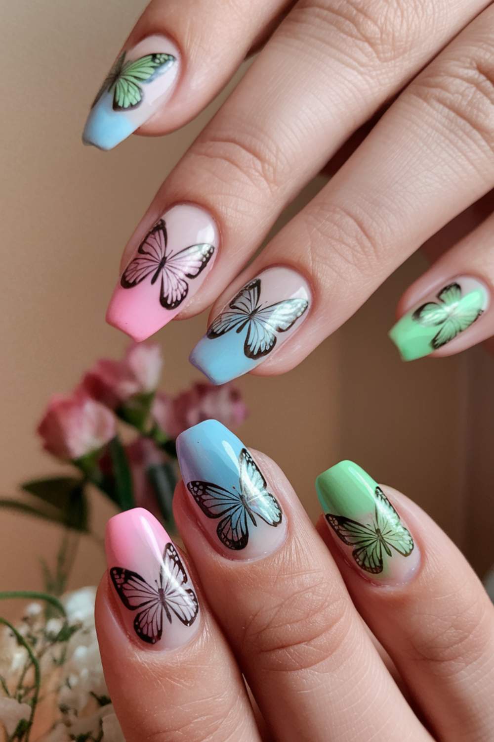 Vintage Butterfly Charm nail art design