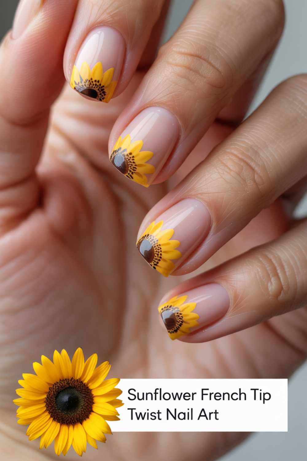 Sunflower French Tip Twist Nail Art